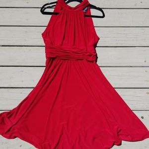 High Neck Red Dress